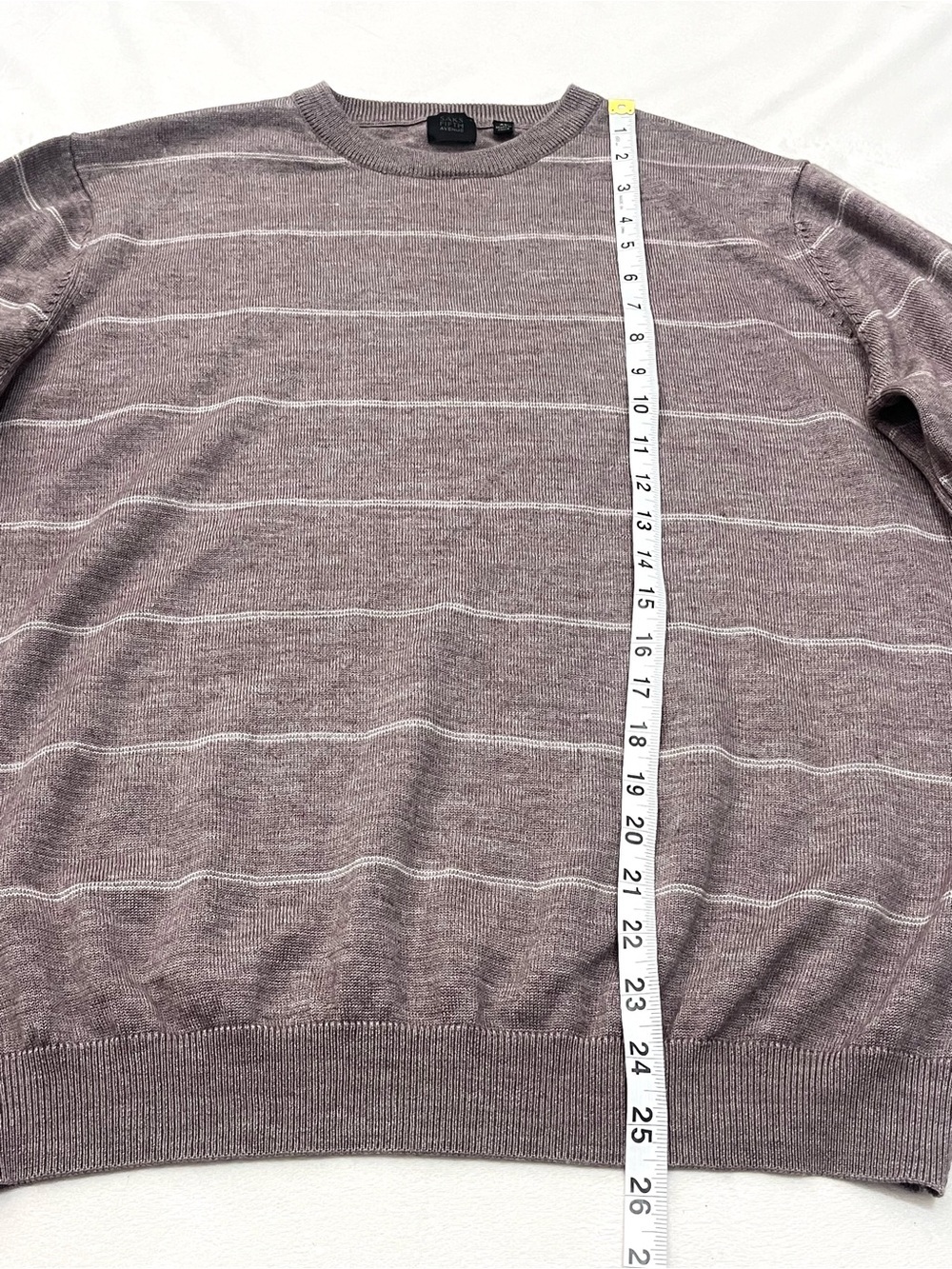 Saks Fifth Avenue Light Brown Striped Crewneck Wool Blend Sweater Women’s XL - Picture 8 of 16